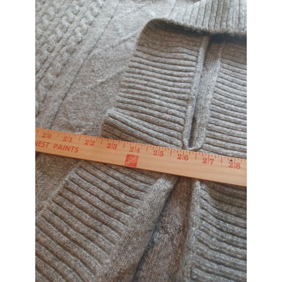 LOFT gray cableknit turtleneck sweater M/L oversize open sides boho poncho layer - Picture 10 of 11